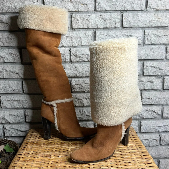 Ralph Lauren Sherpa Lined Suede Boots - Picture 1 of 9